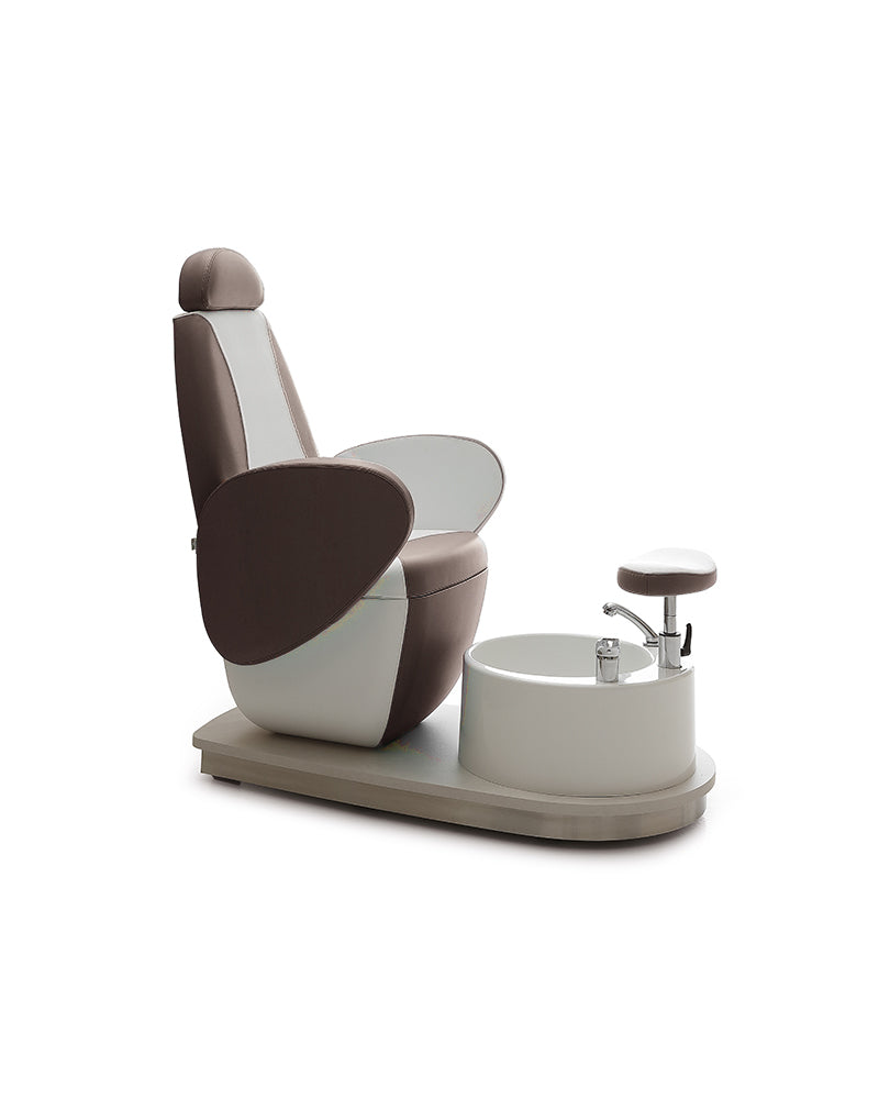 Edge - Silla de pedicura marrón y blanca - Baño de pies incorporado